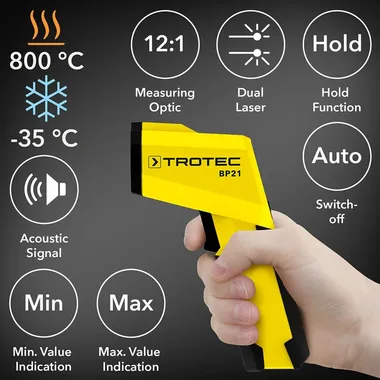 TERMOMETRO INFRARROJO BP21 rango -35°C hasta 800°C